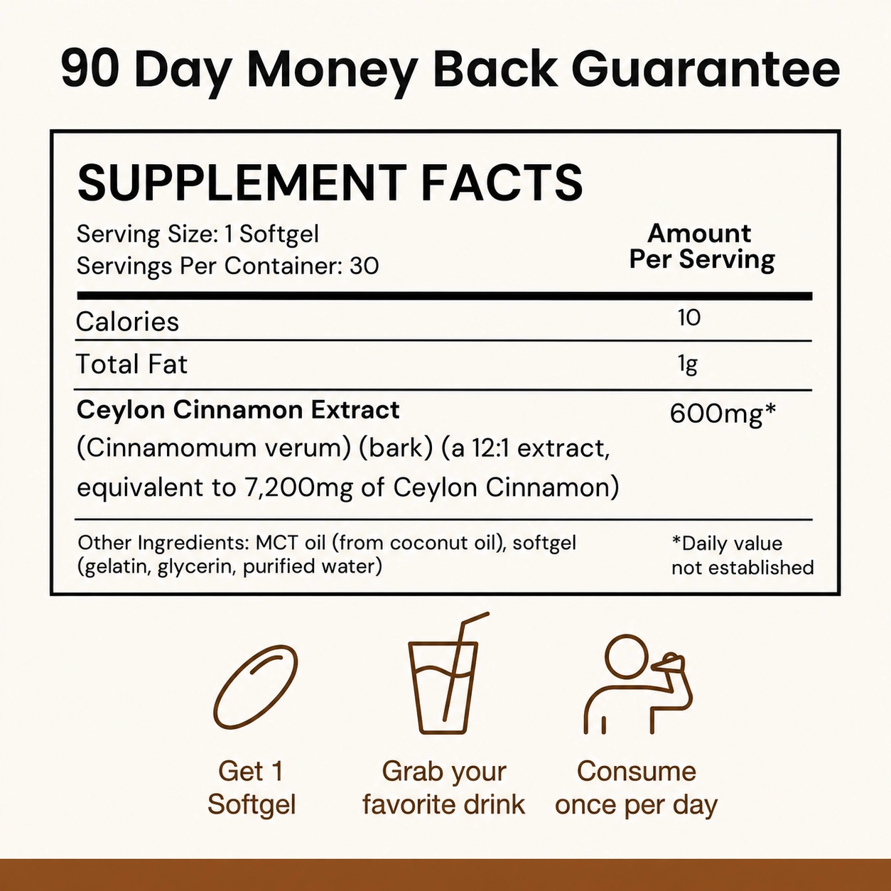 Ceylon Cinnamon 7200mg equivalent with MCT Oil