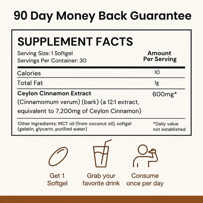 Ceylon Cinnamon 7200mg equivalent with MCT Oil